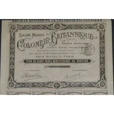 Sté Minière de la Colombie Britannique (20 PB)