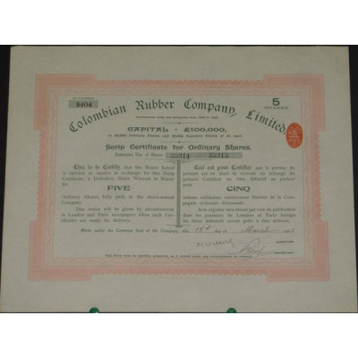Colombian Rubber Cy Ltd (5 Ac)