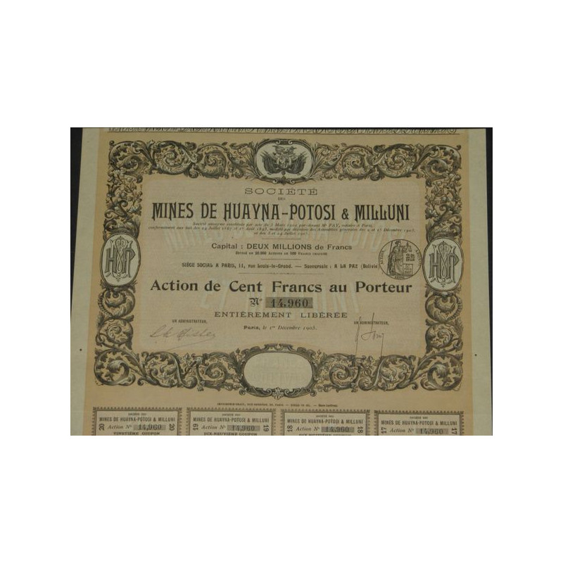 Sté des Mines de Huayna-Potose & Milluni