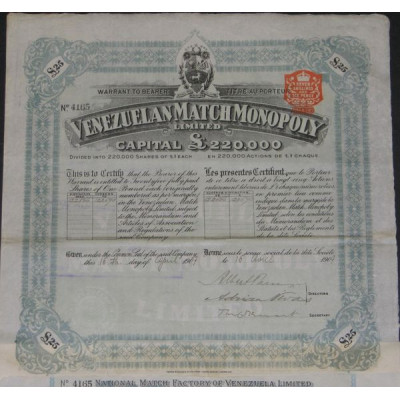 Venezuelan Match Monopoly Ltd (25 Ac)