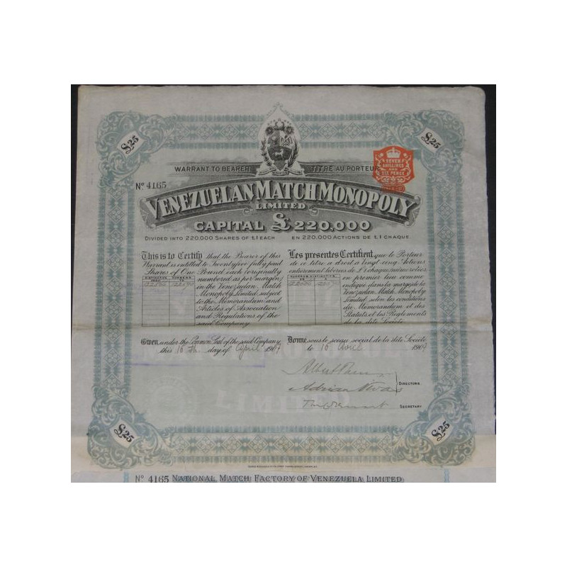 Venezuelan Match Monopoly Ltd (25 Ac)
