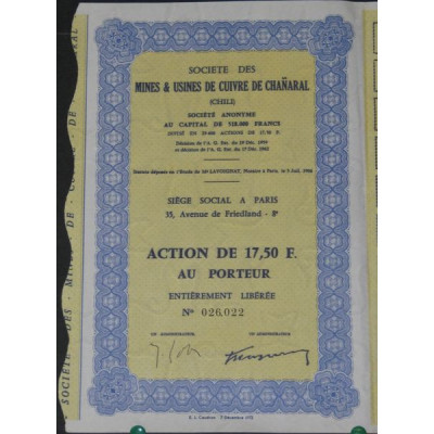 Sté des Mines & Usines de Cuivre de Chañaral (Act 17.50 F)