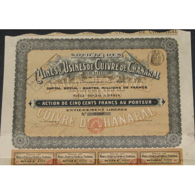 Sté des Mines & Usines de Cuivre de Chañaral (Act 500 F)