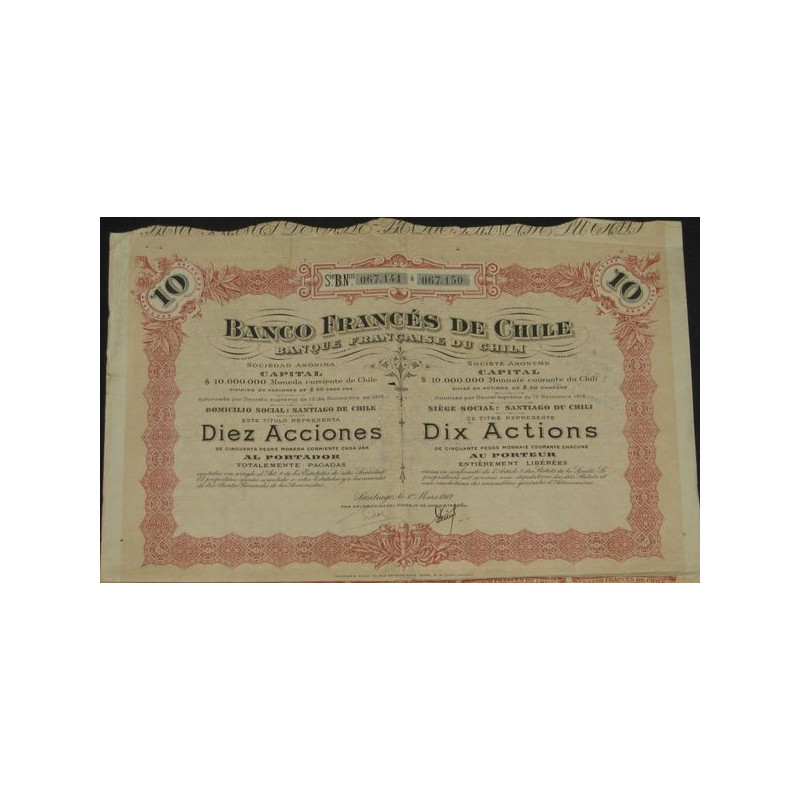 Banque Française du Chili (10 Ac)