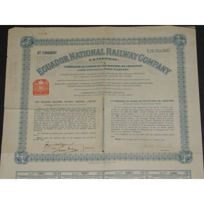 Cie du Chemin de Fer National de l'Equateur (Ligne Guayaquil-Duran-Riobamba)
