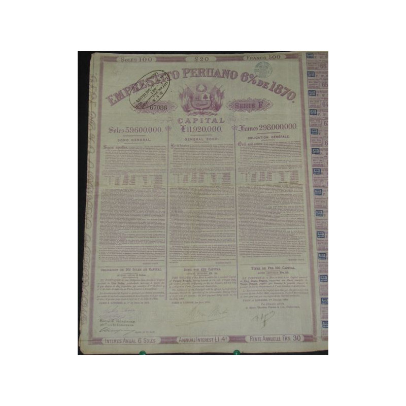 Emprestito Peruano 6 % de 1870