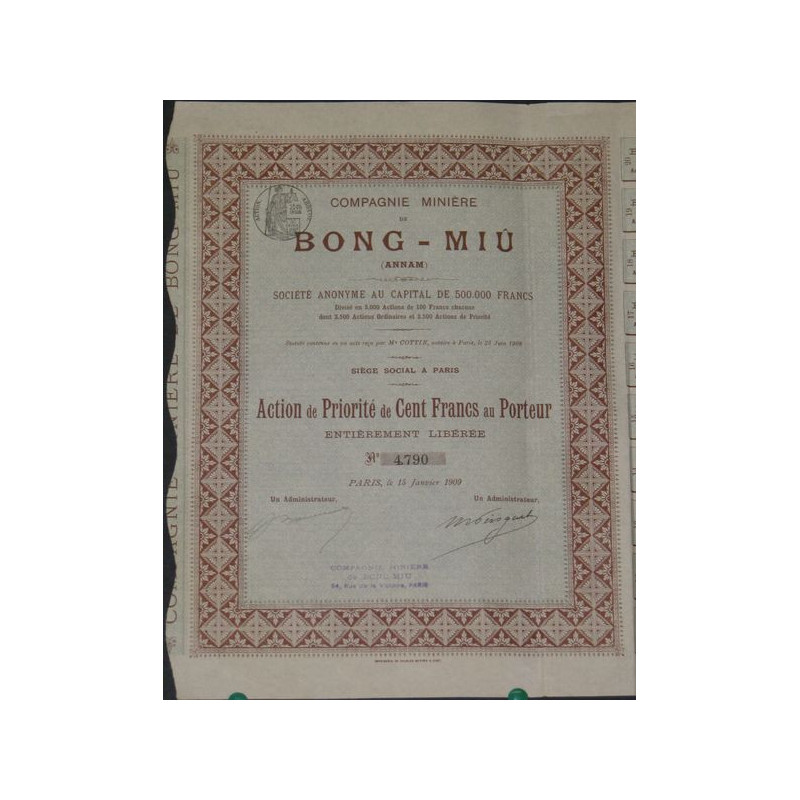 Cie Minière de Bong-Miû (Annam) (Act P)