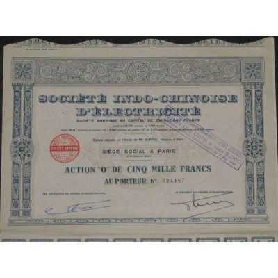 Sté Indo-Chinoise d'Electricité (Act O 5000 F)