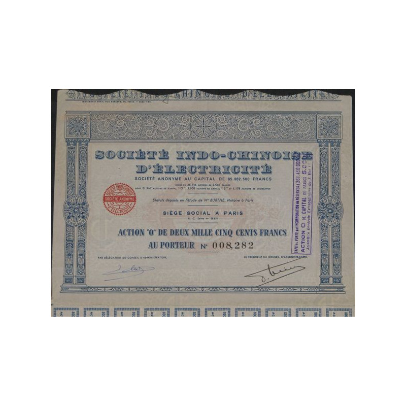 Sté Indo-Chinoise d'Electricité (Act O 2500 F)