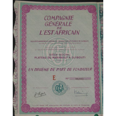 Cie Générale de l'Est Africain (10ème PF)