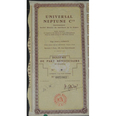 Universal Neptune Cie (Anc Sté Minière du Sud-Ouest de la France) (10ème PF)