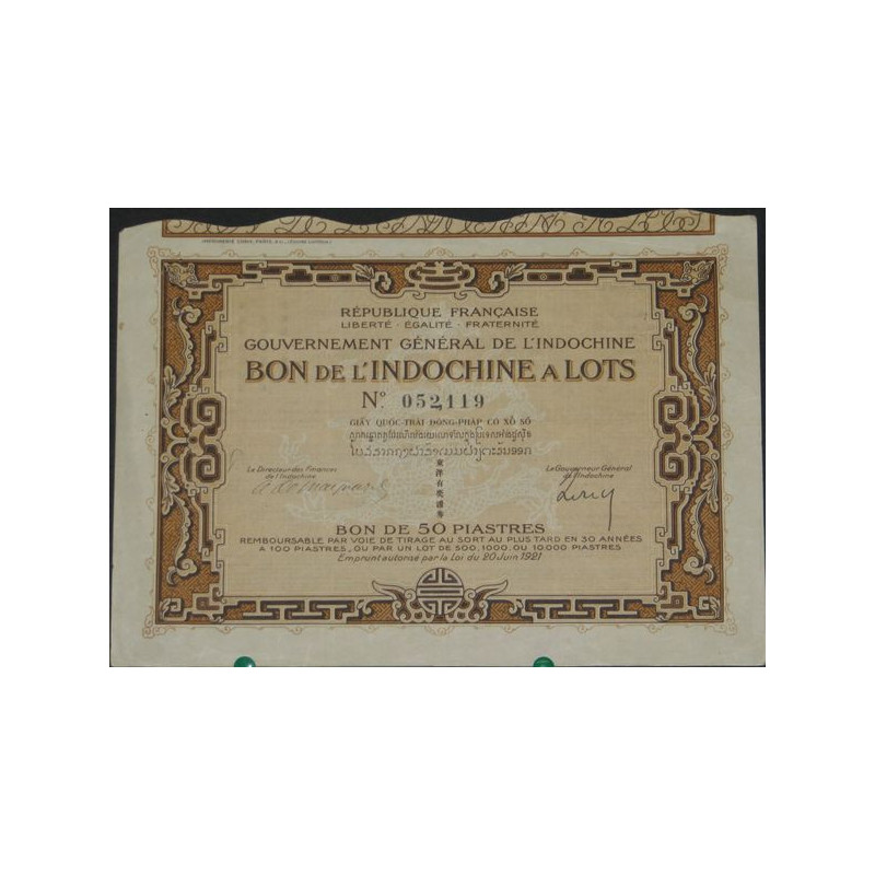 Bon de l'Indochine à Lots