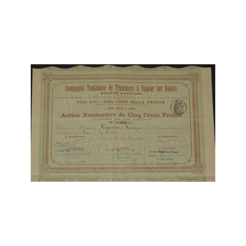 Cie Tonkinoise de Tramways à Vapeur sur routes
