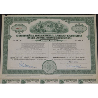 Cia Salitrera Anglo-Lautaro (Anglo-Lautaro Nitrate Corporation) (Titre 20 Act $ 2.40)