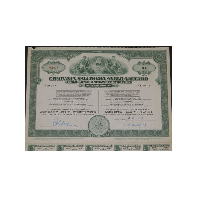 Cia Salitrera Anglo-Lautaro (Anglo-Lautaro Nitrate Corporation) (Titre 20 Act $ 2.40)
