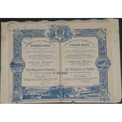 Cie des Chemins de Fer de Porto-Rico (Obl 500 F)