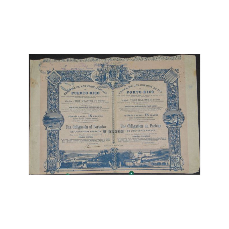 Cie des Chemins de Fer de Porto-Rico (Obl 500 F)