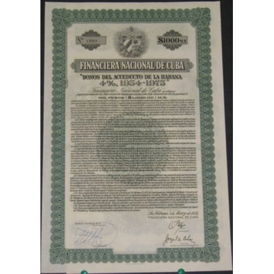 Bono del Acueducto de La Habana 4 % 1954-1975