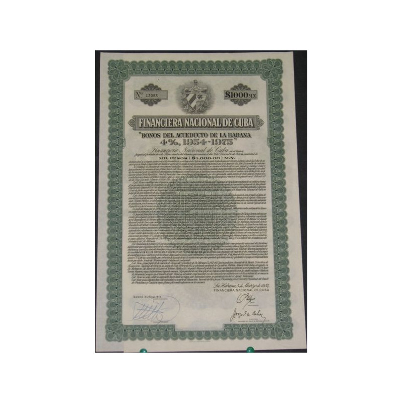 Bono del Acueducto de La Habana 4 % 1954-1975