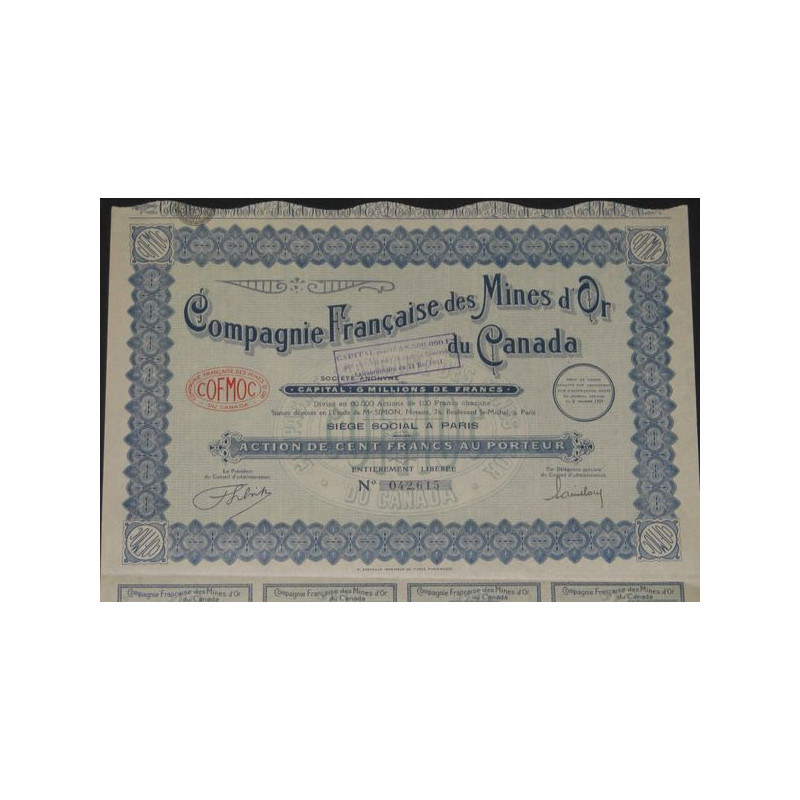 Cie Française des Mines d'Or du Canada (Act)