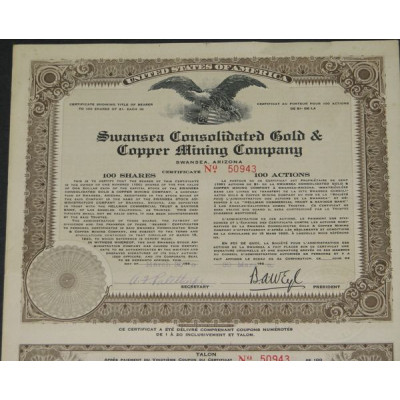 Swansea Consolidated Gold & Copper Mining Cy (100 Ac)