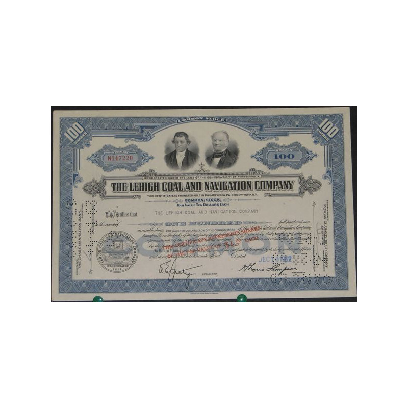 The Lehigh Coal and Navigation Cy (Bleu) (Titre 100 Act)
