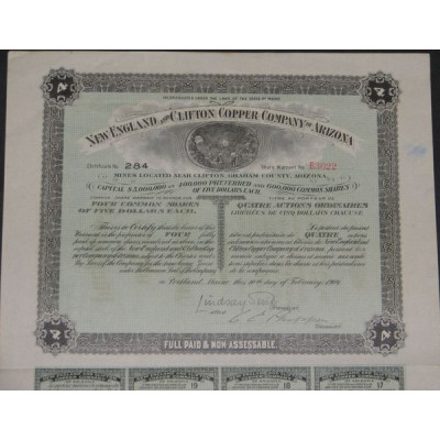 New England and Clifton Copper Cy of Arizona