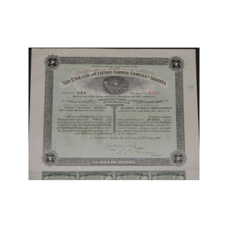 New England and Clifton Copper Cy of Arizona