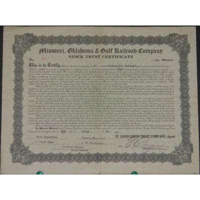 Missouri. Oklahoma & Gulf Railroad Cy (Certif Nomin Titre 02 Act)