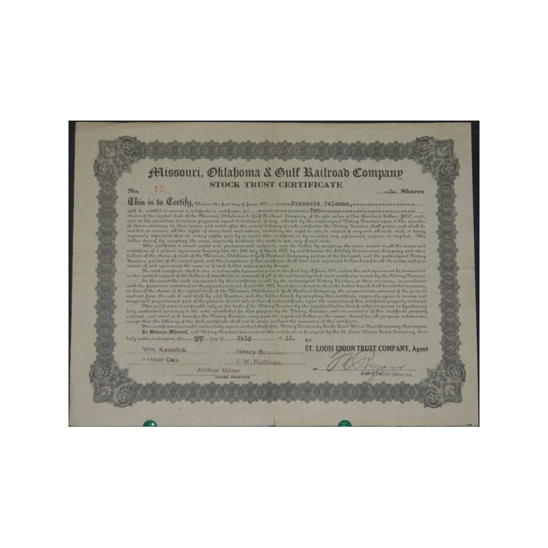 Missouri. Oklahoma & Gulf Railroad Cy (Certif Nomin Titre 02 Act)