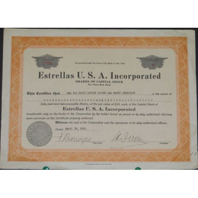 Estrellas U.S.A. Incorporated (Titre 60 Act 10$)