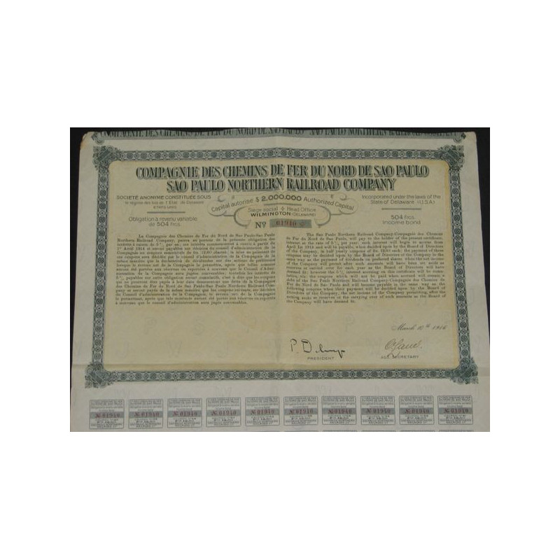 Cie des Chemins de Fer du Nord de Sao Paulo (Obl 504 F) (Modele 1)