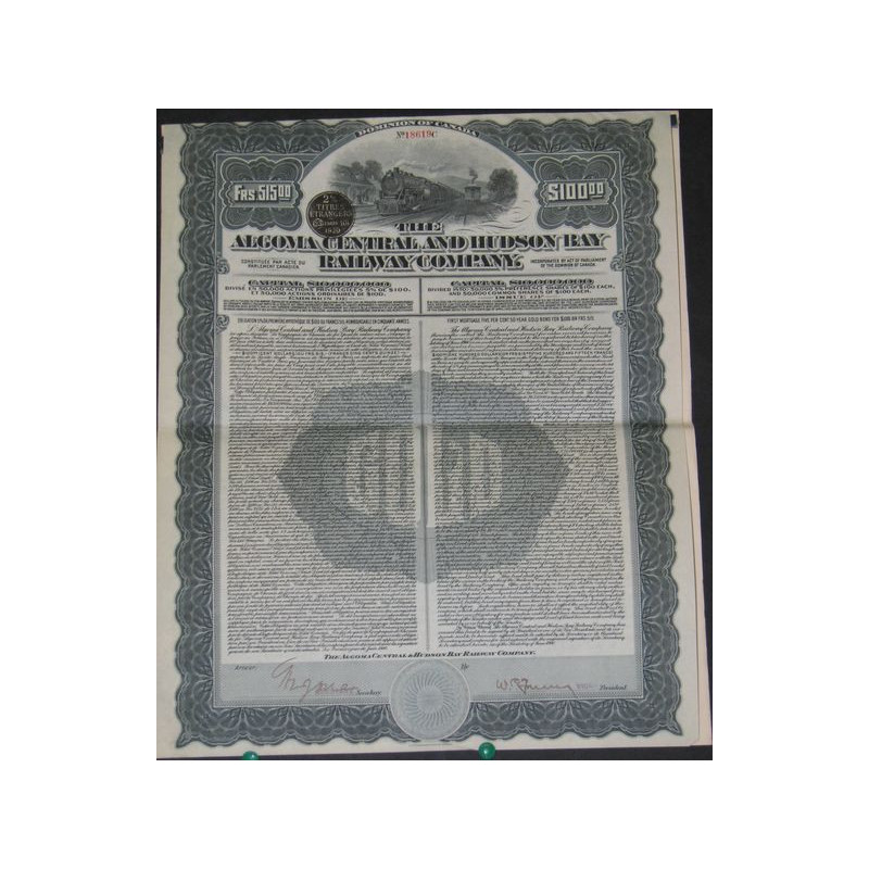 The Algoma Central and Hudson Bay Railway Cy ($ 100)