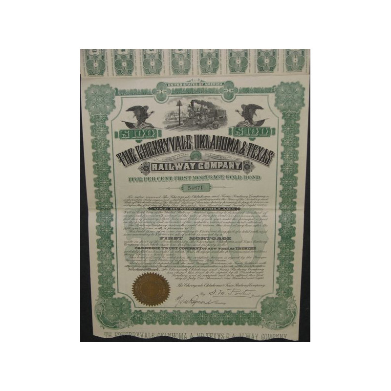 The Cherryvale Oklahoma & Texas Railway Cy ($100)