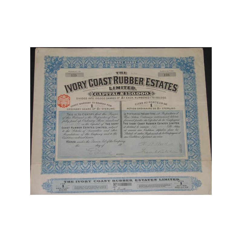 The Ivory Coast Rubber Estates Ltd (1 Ac)