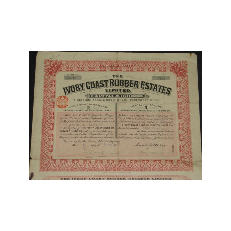 The Ivory Coast Rubber Estates Ltd (5 Ac)