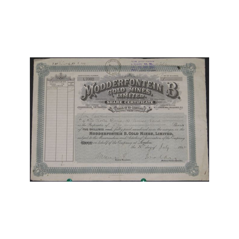 Modderfontein B. Gold Mines Ltd (Nomin)