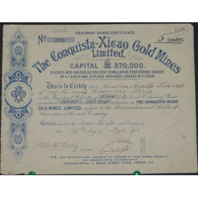 The Conquista-Xicao Gold Mines Ltd