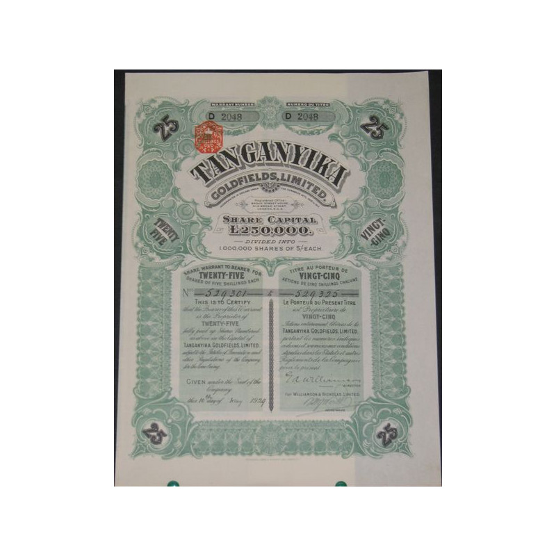 Tanganyika Goldfields Ltd (25 Ac)
