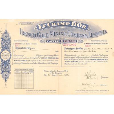 Le Champ d'Or French Gold Mining Cy Ltd (Act O)