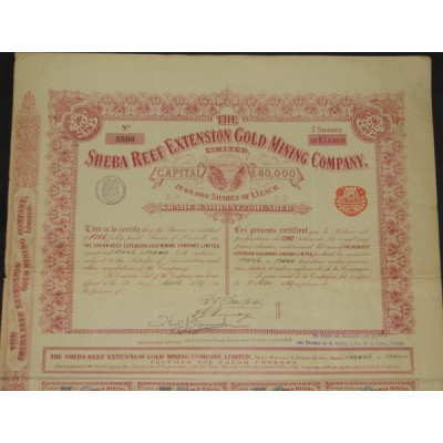 The Sheba Reef Extension Gold Mining Cy Ltd (5 Ac)