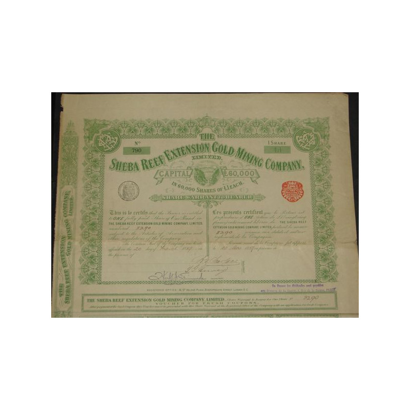 The Sheba Reef Extension Gold Mining Cy Ltd (1 Ac)