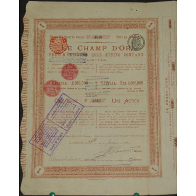 Le Champ d'Or French (Misgund) Gold Mining Cy Ltd (Ac)