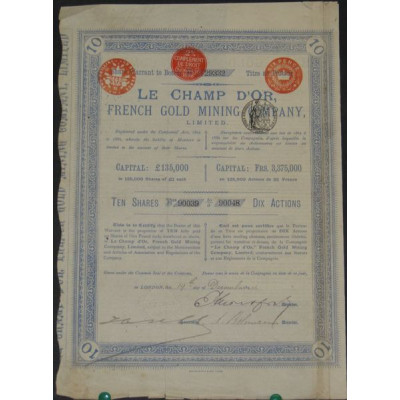 Le Champ d'Or French Gold Mining Cy Ltd (10 Ac)