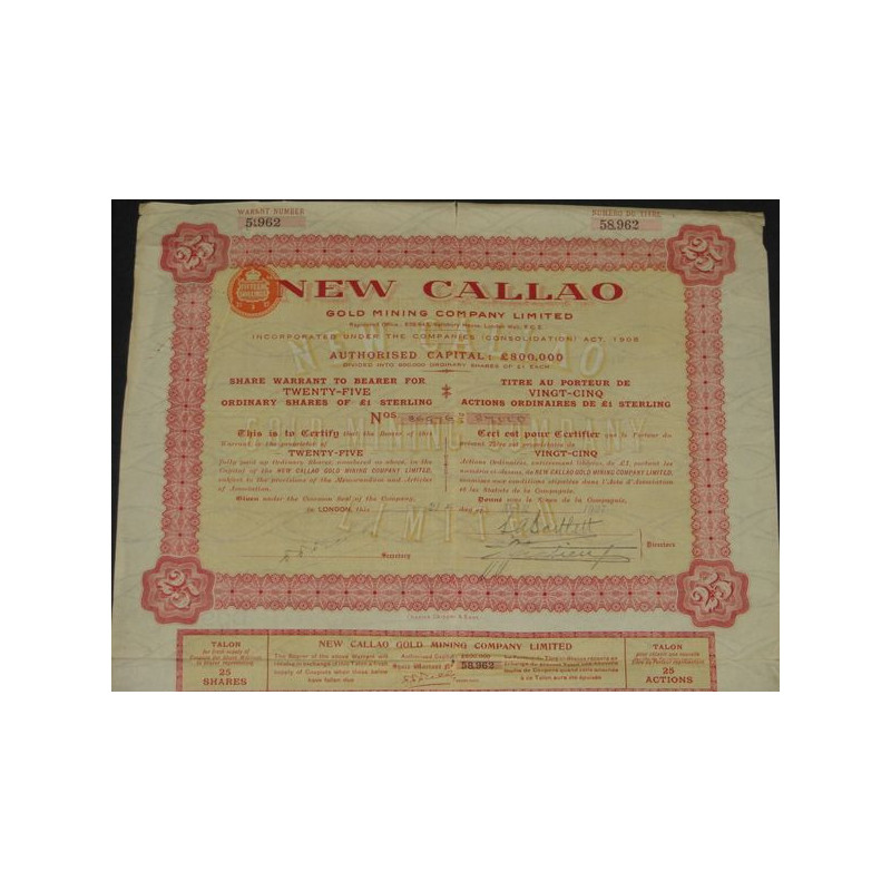 New Callao Gold Minning Cy Ltd (25 Ac)