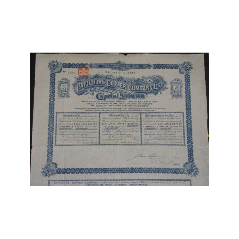 Capillitas Consolidated Mines Ltd (5 Act O)