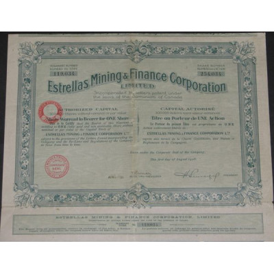 Estrellas Mining & Finance Corporation Ltd (Act sans valeur Nomin)
