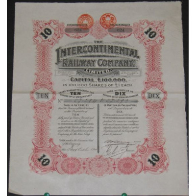 The Intercontinental Railway Cy Ltd (Titre 10 Act £ 1)