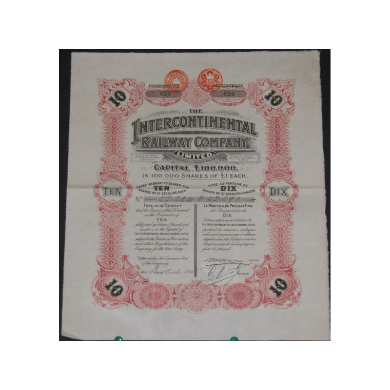 The Intercontinental Railway Cy Ltd (Titre 10 Act £ 1)