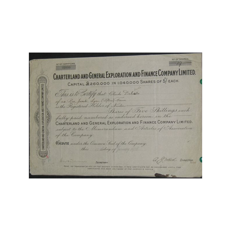 Charterland and General Exploration and Finance Cy Ltd